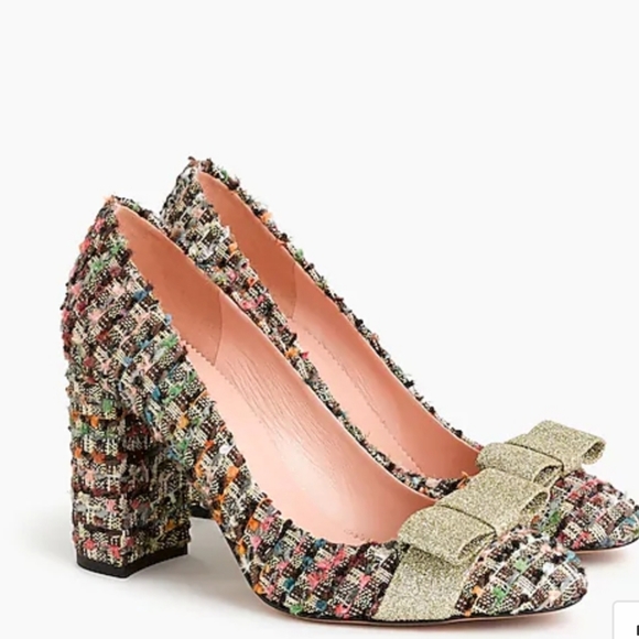 J. Crew Shoes - J. Crew collection tweed heels w/ gold bow sz 9.5